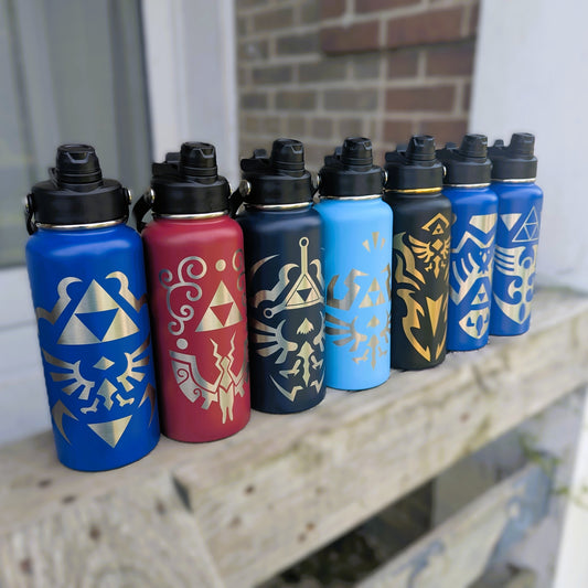 Link's Hylian Shield Stainless Steel Water Bottle, 32 oz, Double Wall Insulated, Personalized