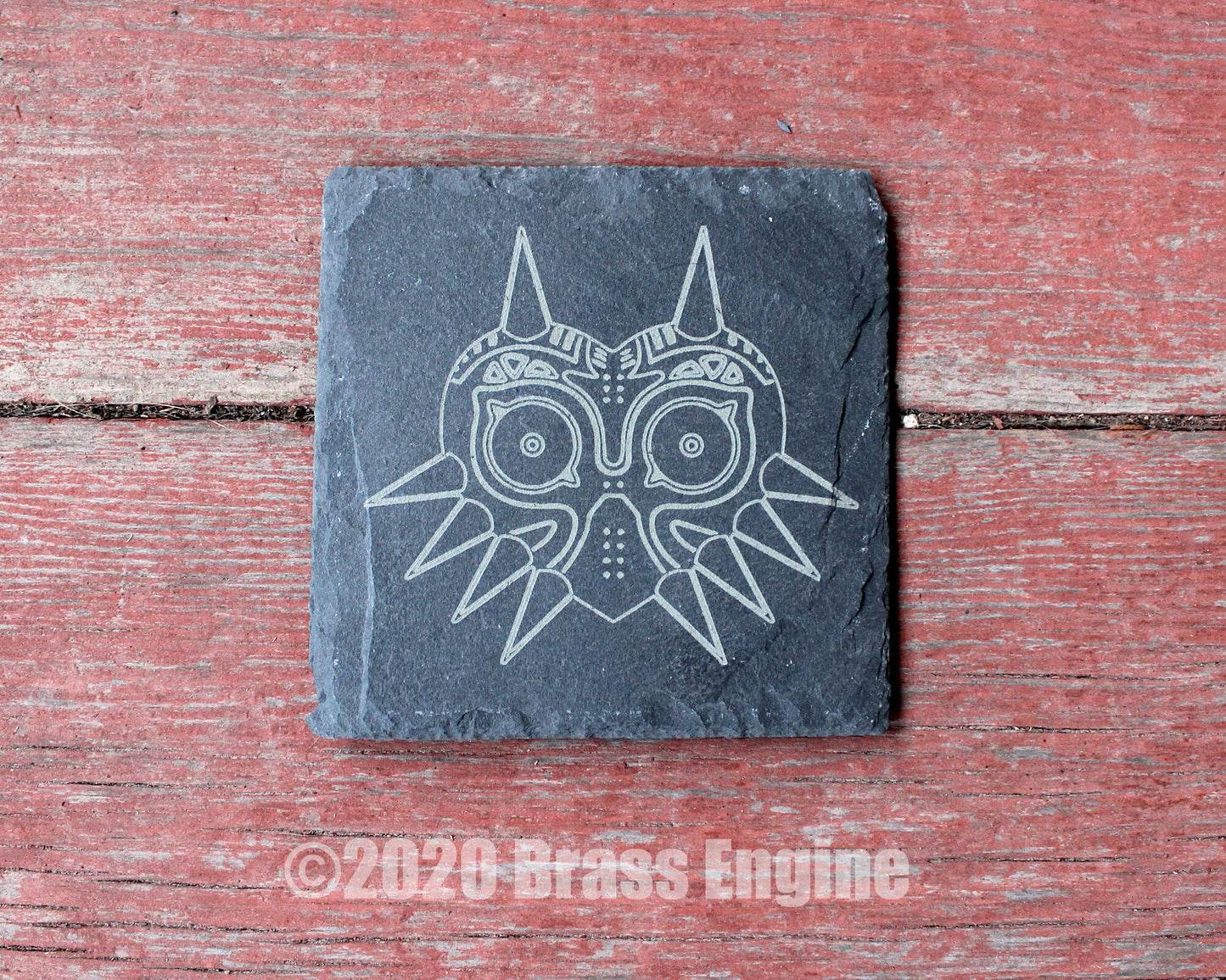 Legend of Zelda Etched Slate Coasters - Gray - Set of 4 - Triforce Sheikah Majora's Mask barware