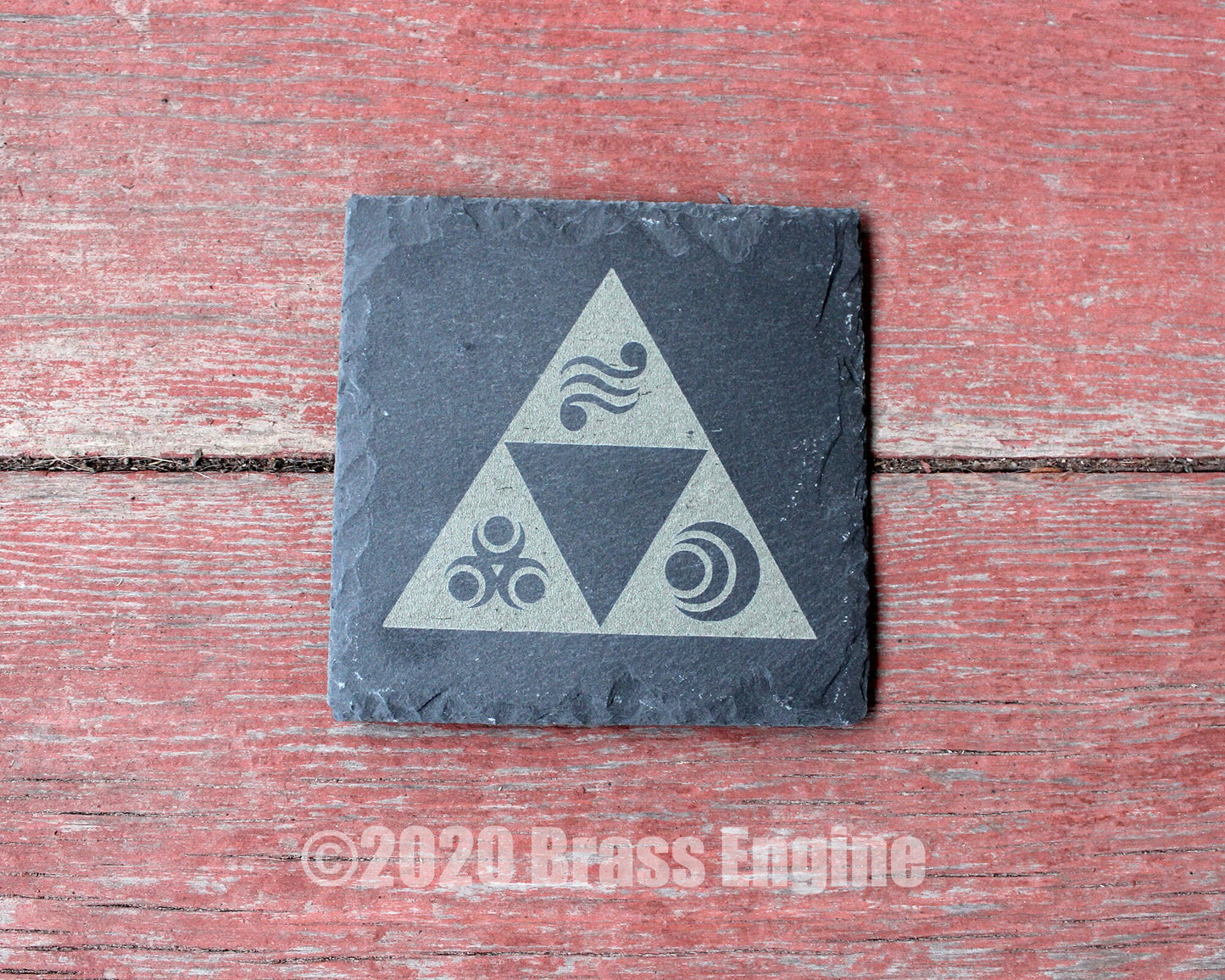 Legend of Zelda Etched Slate Coasters - Gray - Set of 4 - Triforce Sheikah Majora's Mask barware
