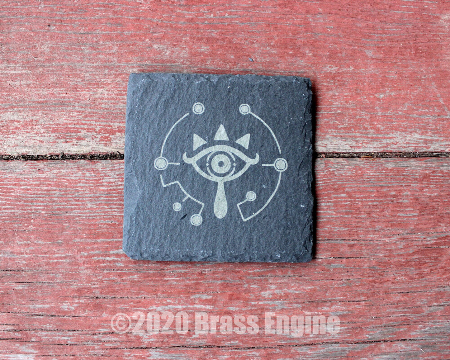 Legend of Zelda Etched Slate Coasters - Gray - Set of 4 - Triforce Sheikah Majora's Mask barware
