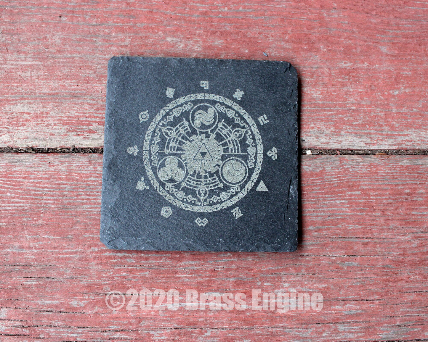 Legend of Zelda Etched Slate Coasters - Gray - Set of 4 - Triforce Sheikah Majora's Mask barware