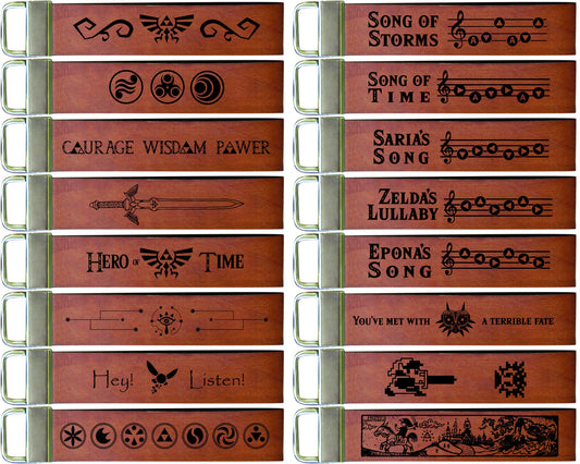 Legend of Zelda - 1" Wide Full Grain Leather Key Fob Strap Lanyard - Gaming - Color Choice - Personalized Veg Tan