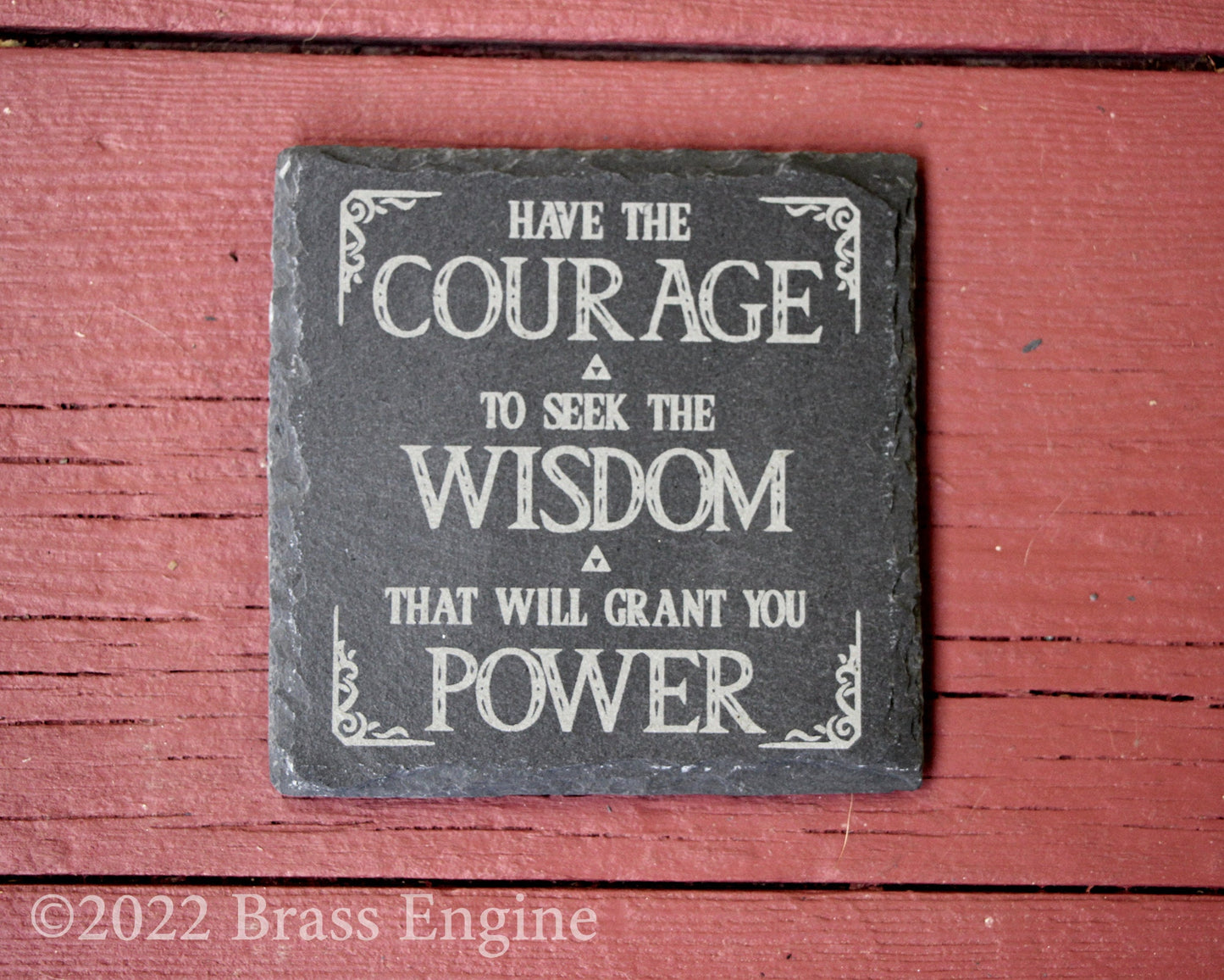 Legend of Zelda Etched Slate Coasters - Gray - Set of 4 - Triforce Sages Hey Listen Courage Wisdom Power barware