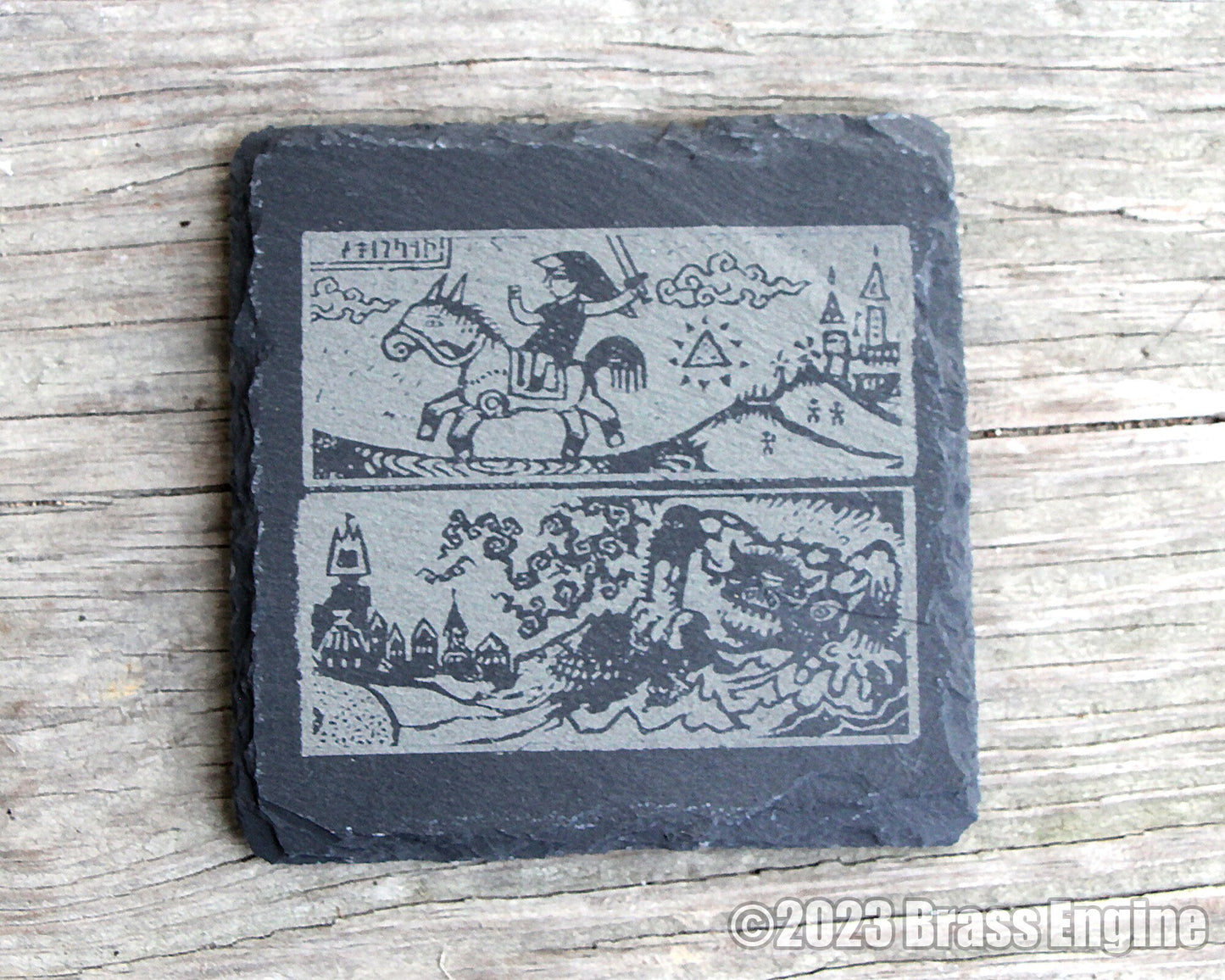 Legend of Zelda Wind Waker Etched Slate Coasters - Gray - Triforce The Windwaker HD barware