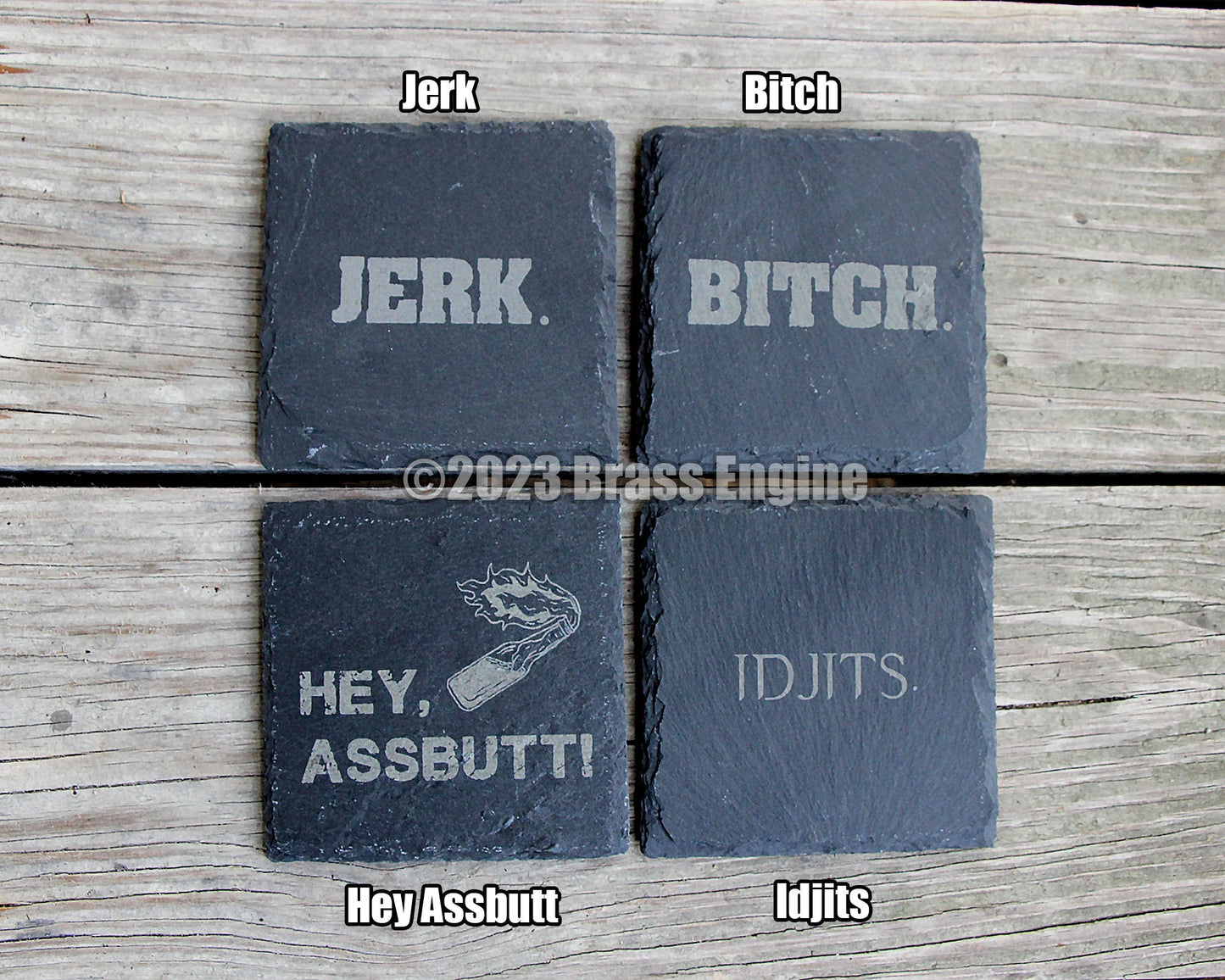 Mix and Match Supernatural Etched Slate Coasters - Gray - Choice of Set of 4 6 8 - Sam Dean Anti-possession Men of Letters barware