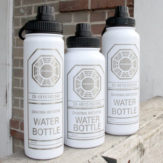 Dharma Initiative White Stainless Steel Water Bottle - Hydroflask Double Wall Insulated Vacuum 22 32 40 oz - Personalized LOST