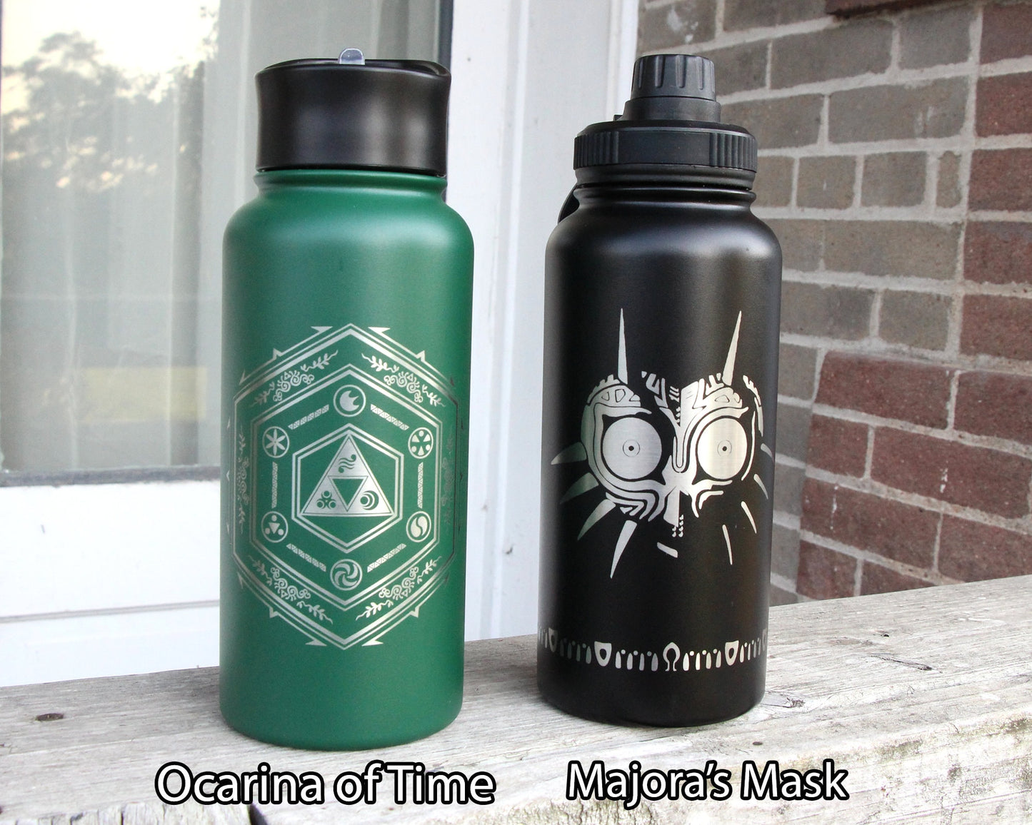 Legend of Zelda Stainless Steel Water Bottle - Hydroflask Double Wall Insulated Vacuum 32 oz  - Personalized OOT Majora TOTK BOTW