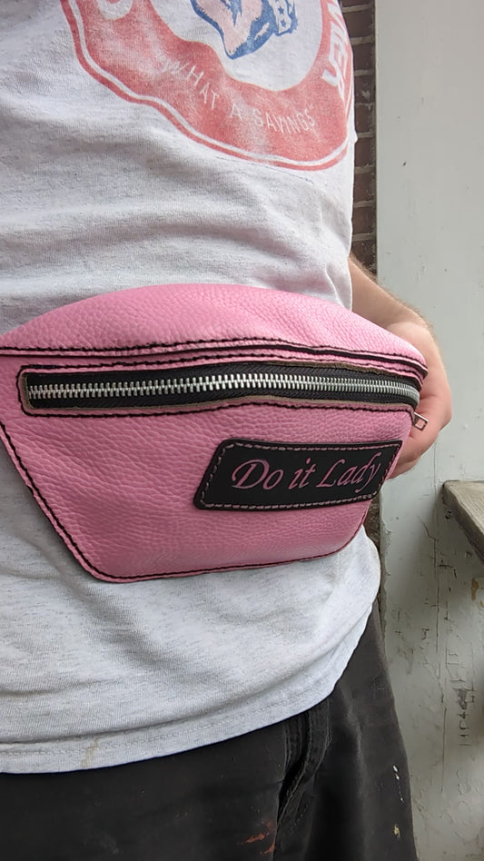 "Do it Lady" Leather Waist Bag - Fanny Pack - Pink